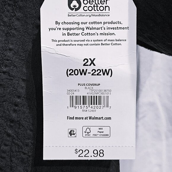 NWT Time and Tru Women's Black Long Sleeve Top - 2X (20W-22W) - Picture 6 of 10